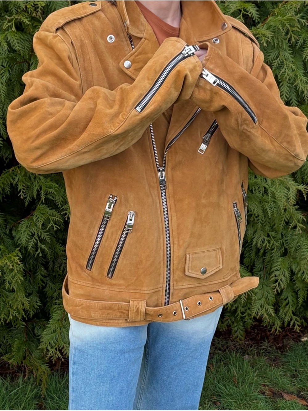 Handmade Tan Suede Moto Jacket